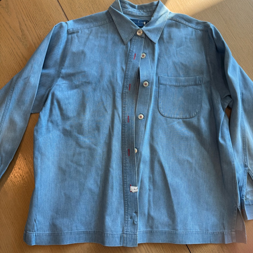 Karen Scott Denim Blue Cotton Shirt